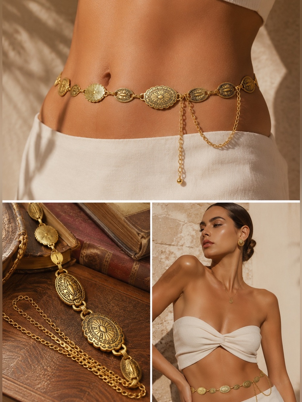 Luxury Golden Coin Link Waist Chain Belt